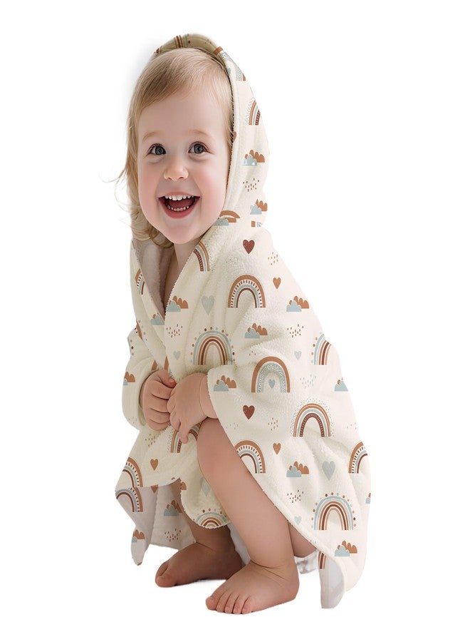 CoolaPeach منشفة حمام وشاطئ بغطاء رأس للأطفال الصغار من كولا بيتش - بونشو قابل للارتداء مصنوع من الألياف الدقيقة، ناعم وسريع الجفاف | مناسب للأطفال بطول 1-1.2 متر | للحمام، حمام السباحة، الشاطئ (قوس قزح) - Image 1